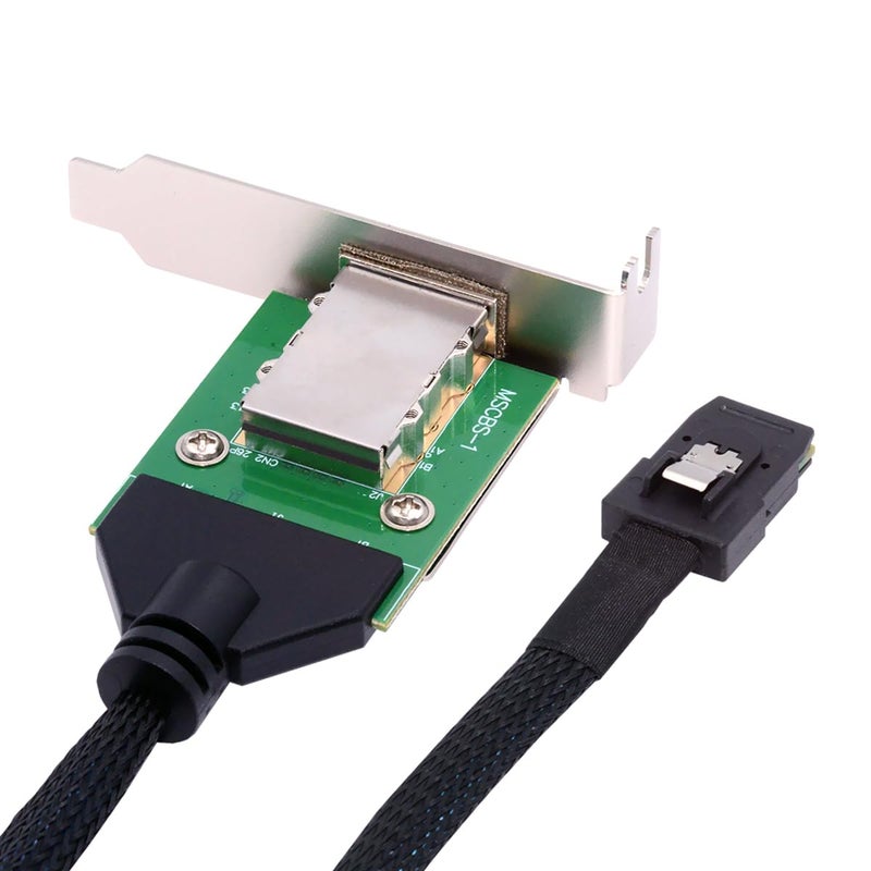 Cablecc Mini SAS SFF-8087 Male to External SFF-8088 Female Extension Internal Cable PCBA with Low Profile Bracket 50cm - Image 1